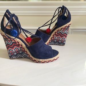 Aquazzura Blue Suede Wedges